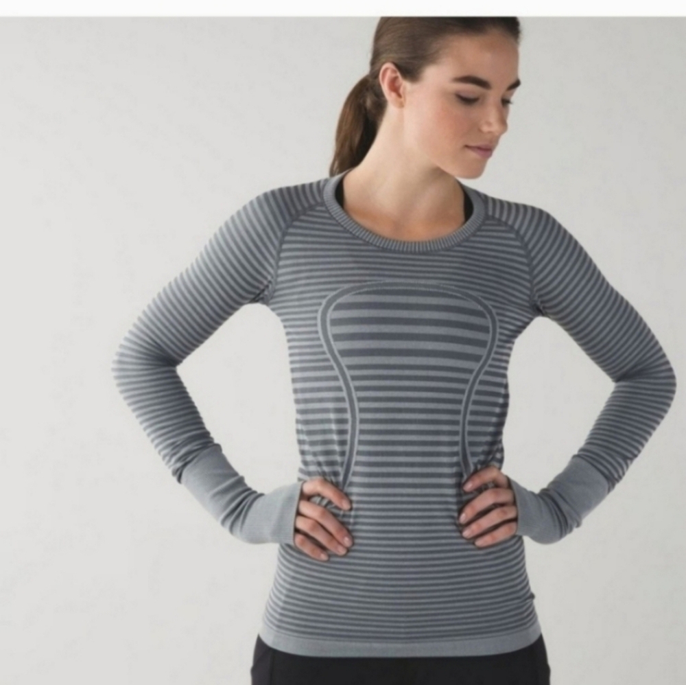 Lululemon Grey Swiftly Tech Long Sleeve Crew Top Shirt Sz 4